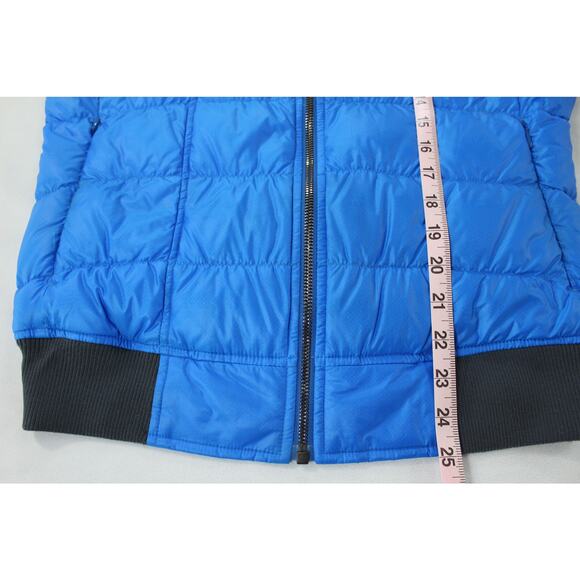 Athleta Quilted Bomber Jacket Women’s Blue Zip Rib Trim Lightweight - Picture 7 of 7